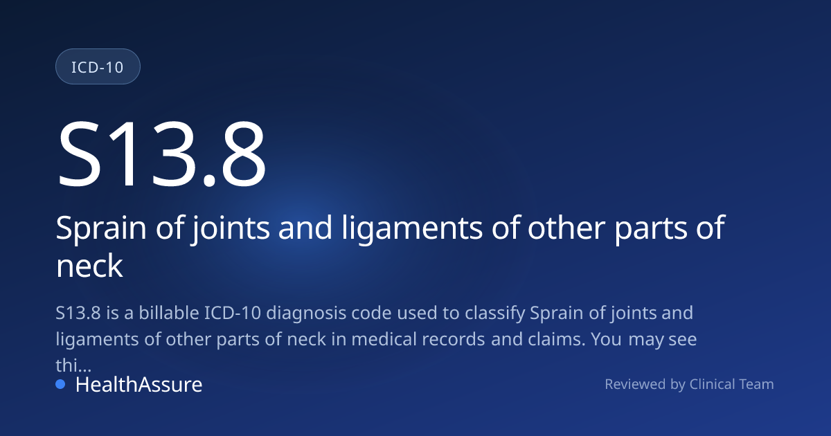 ICD-10 Code S13.8 for Sprain of joints and ligaments of other parts of ...