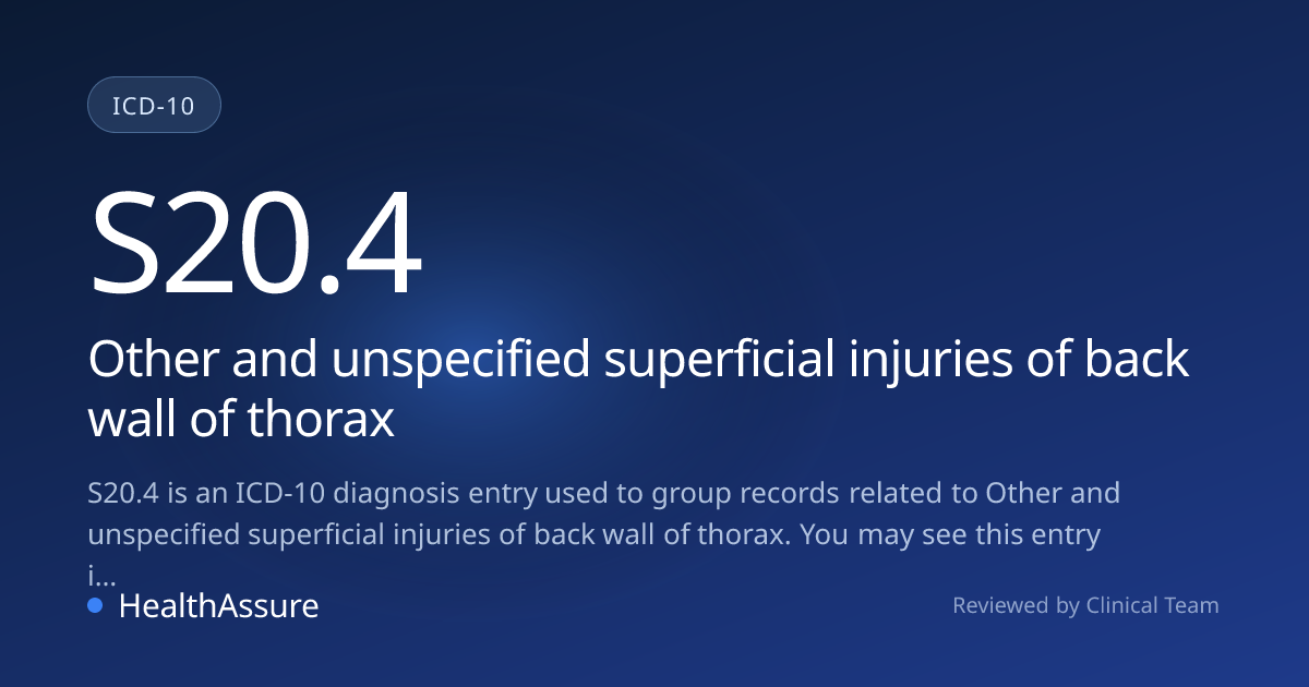 ICD-10 Code S20.4 for Other and unspecified superficial injuries of ...
