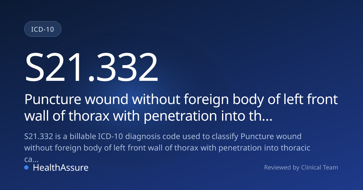 ICD-10 Code S21.332 for Puncture wound without foreign body of left ...