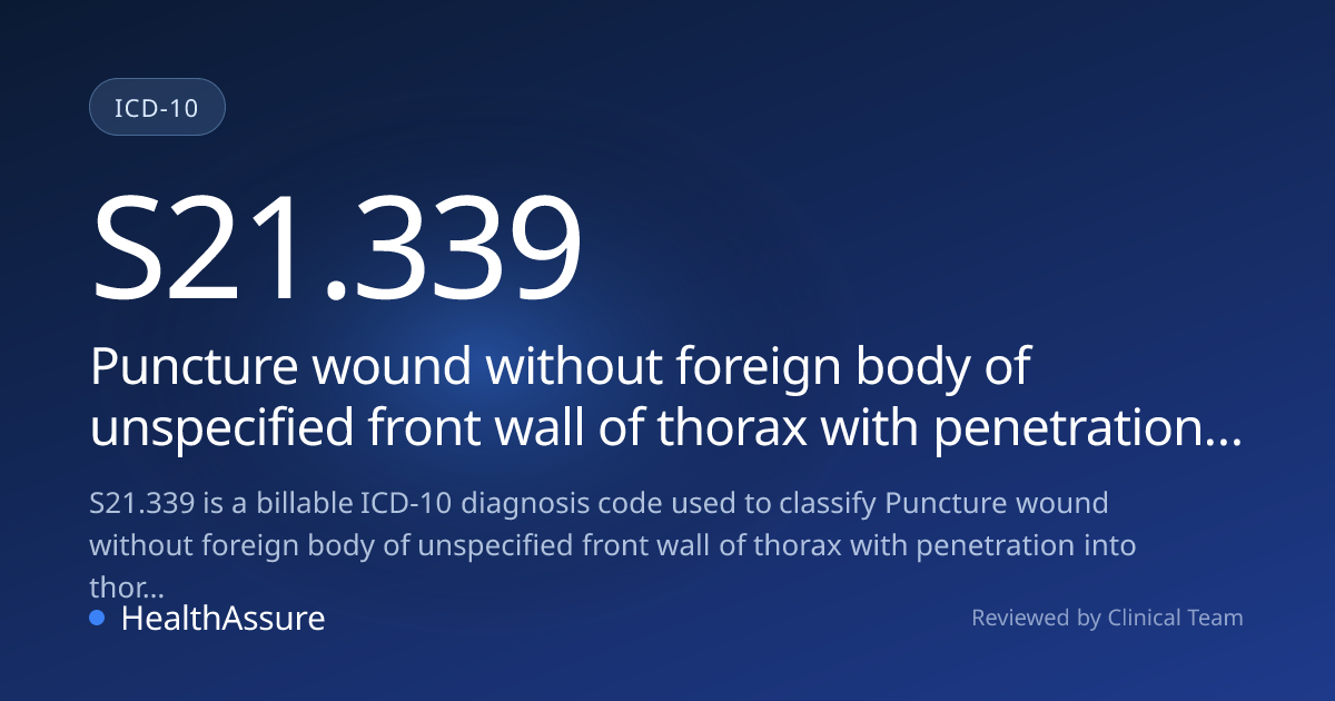 ICD-10 Code S21.339 for Puncture wound without foreign body of ...