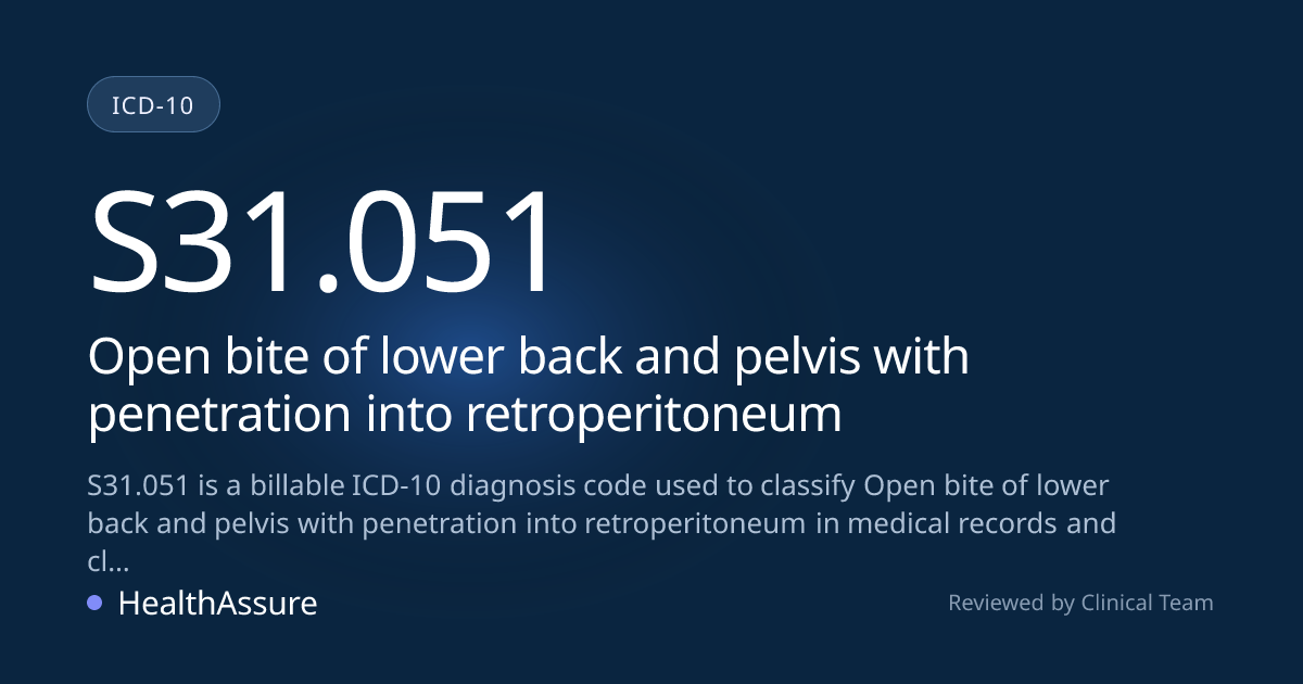 ICD-10 Code S31.051 for Open bite of lower back and pelvis with ...