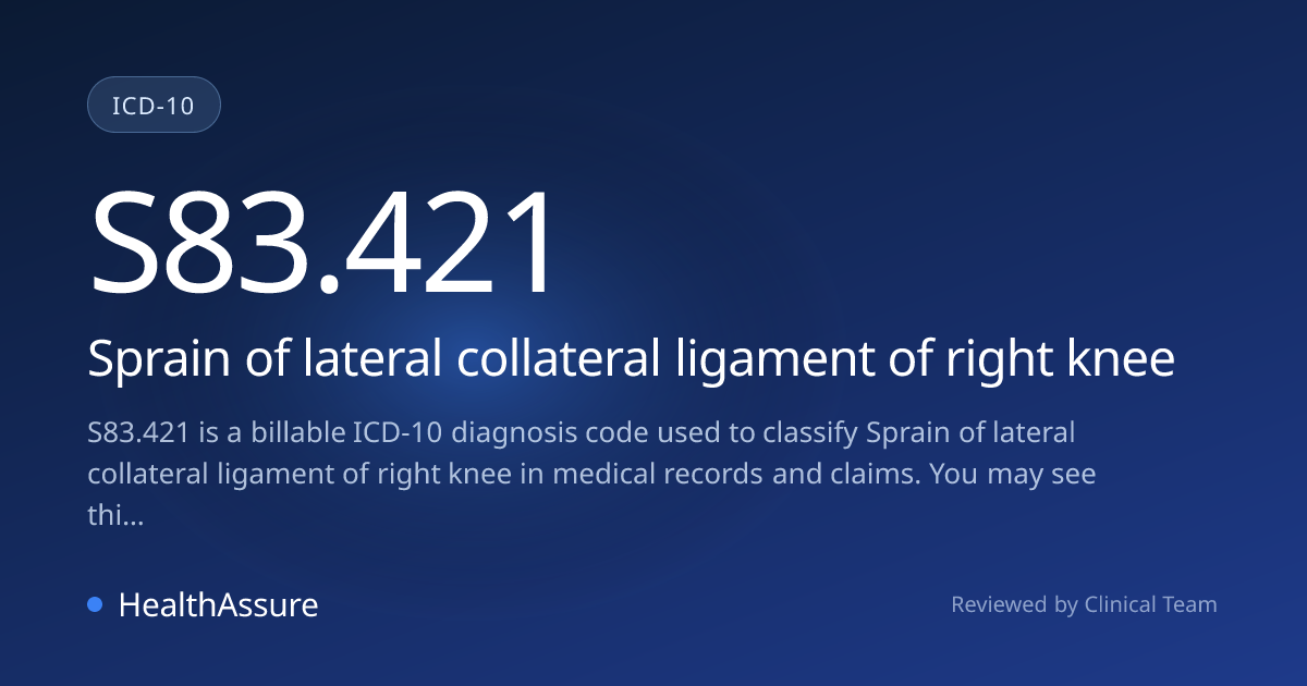ICD-10 Code S83.421 for Sprain of lateral collateral ligament of right ...