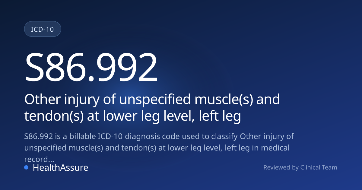 ICD-10 Code S86.992 for Other injury of unspecified muscle(s) and ...