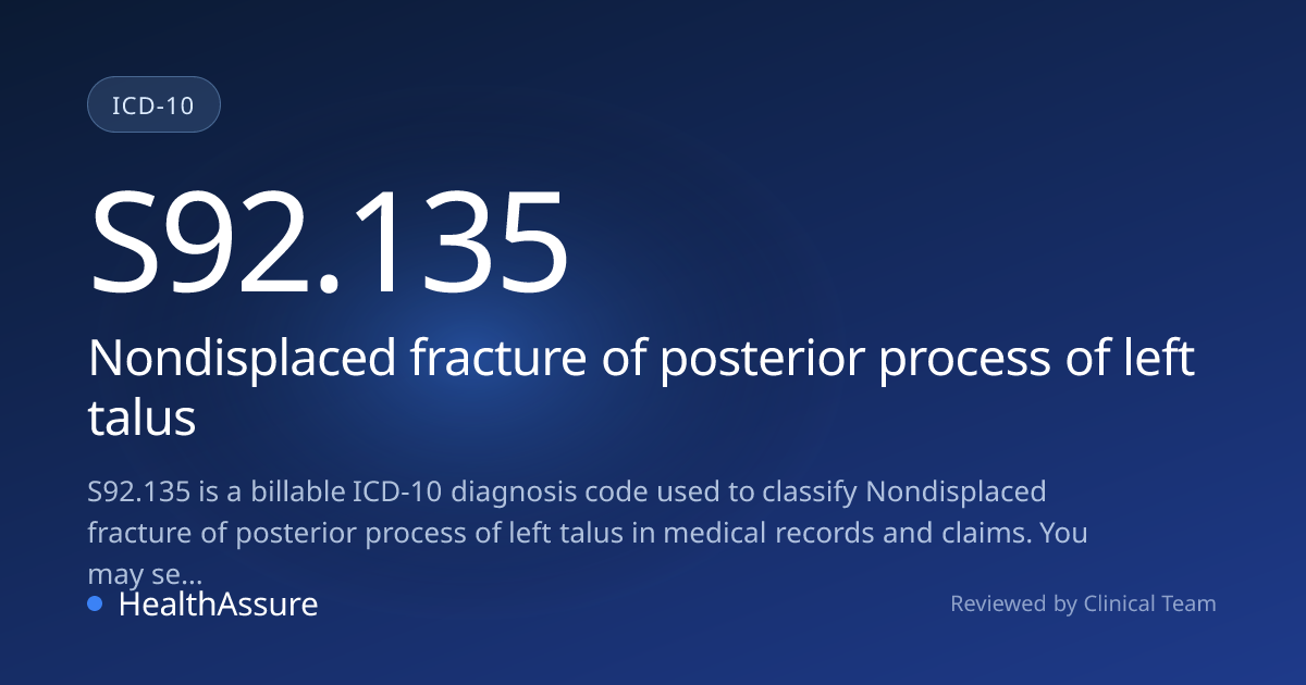 ICD-10 Code S92.135 for Nondisplaced fracture of posterior process of ...