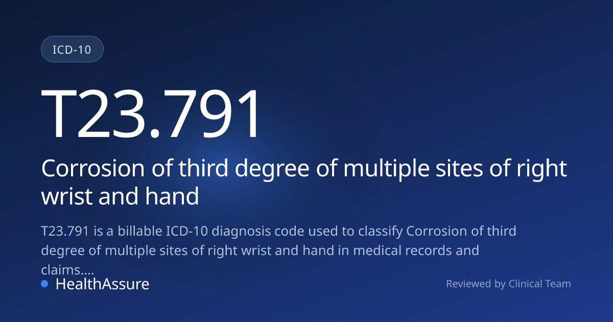 ICD-10 Code T23.791 for Corrosion of third degree of multiple sites of ...