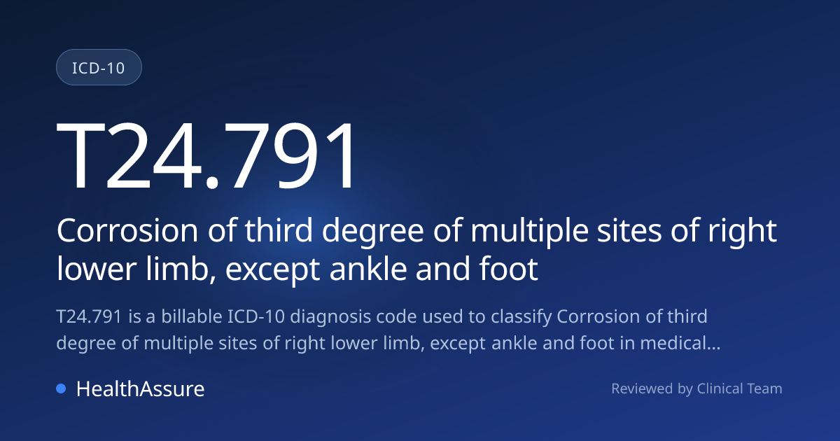 ICD-10 Code T24.791 for Corrosion of third degree of multiple sites of ...