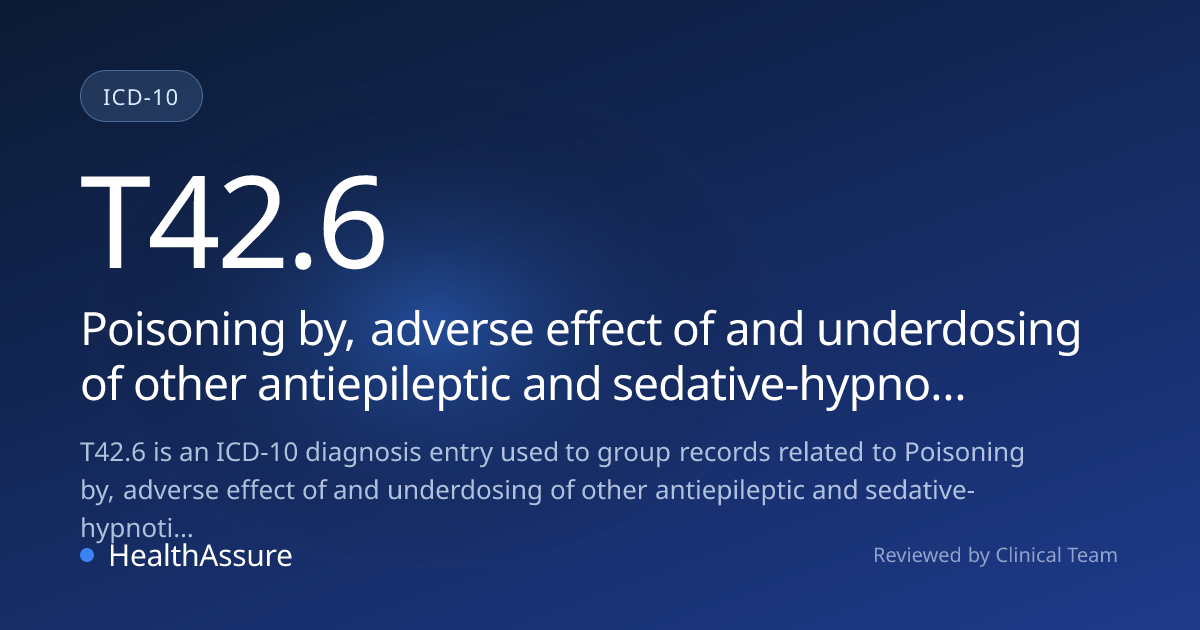 ICD-10 Code T42.6 for Poisoning by, adverse effect of and underdosing ...