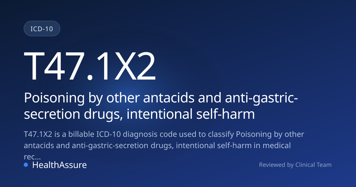 ICD-10 Code T47.1X2 for Poisoning by other antacids and anti-gastric ...