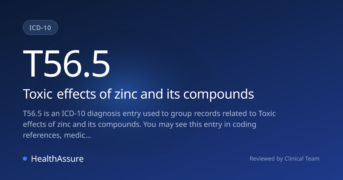 ICD-10 Code T56.5 for Toxic effects of zinc and its compounds ...