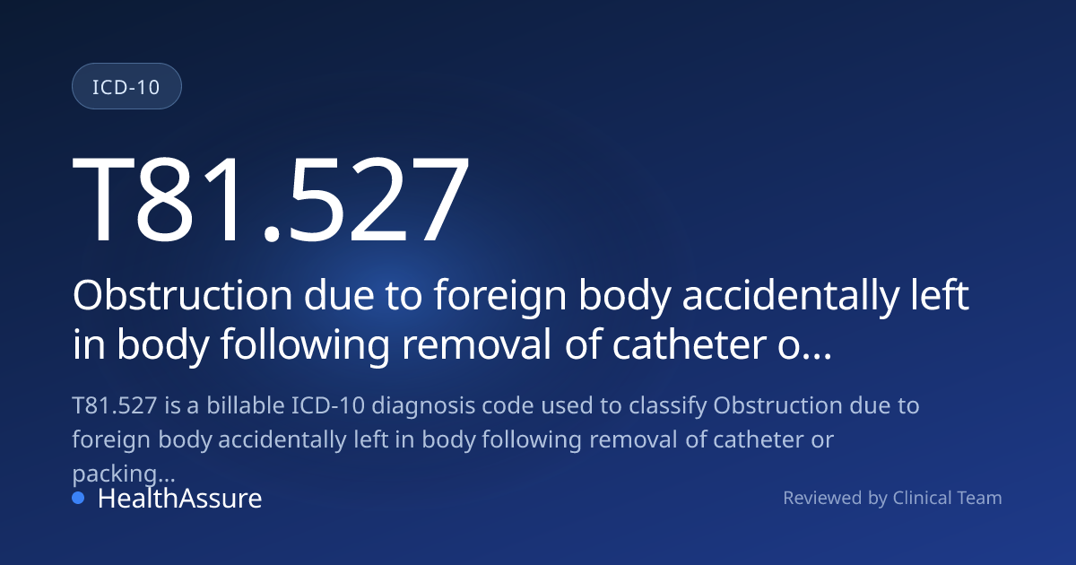 ICD-10 Code T81.527 for Obstruction due to foreign body accidentally ...