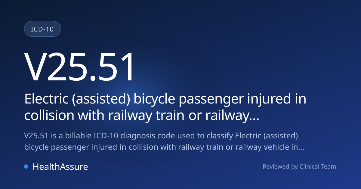 ICD-10 Code V25.51 for Electric (assisted) bicycle passenger injured in ...