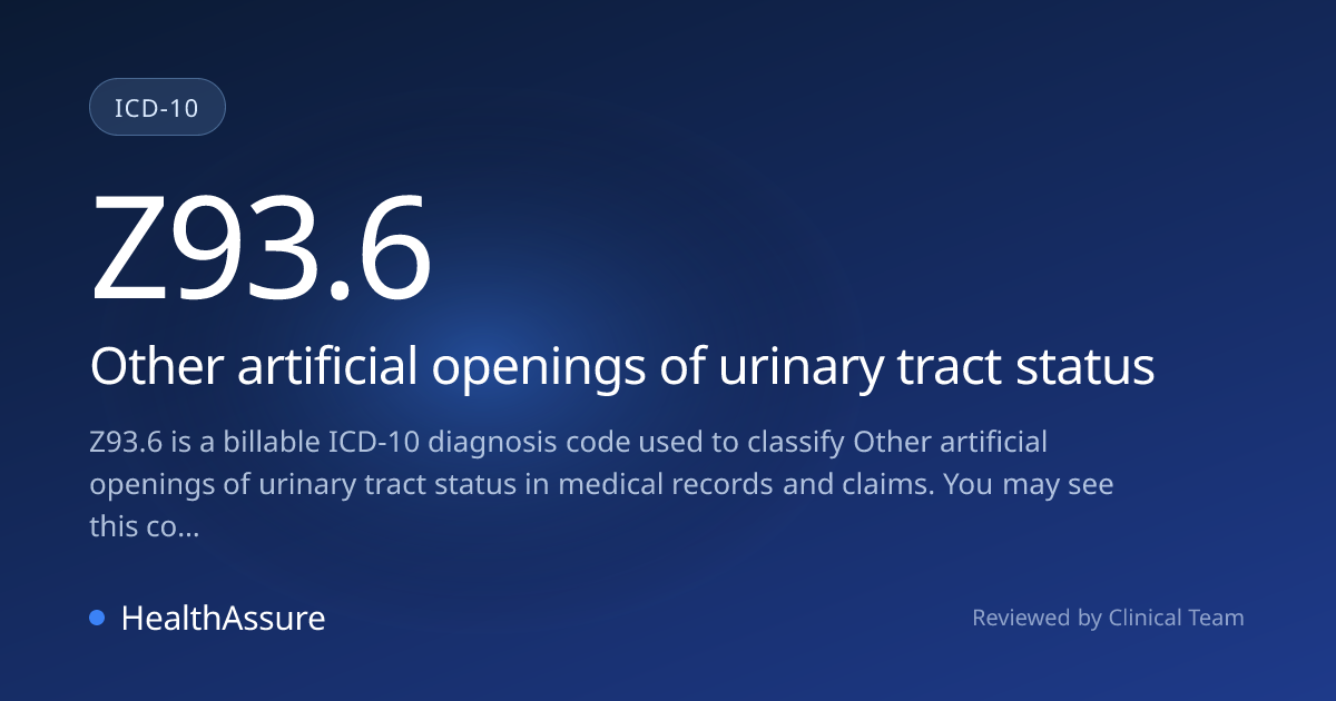 ICD-10 Code Z93.6 for Other artificial openings of urinary tract status ...