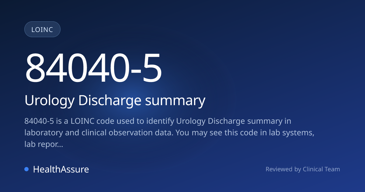 LOINC Code 84040-5 | HealthAssure