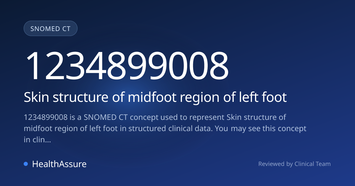 SNOMED CT 1234899008 | Skin structure of midfoot region of left foot ...