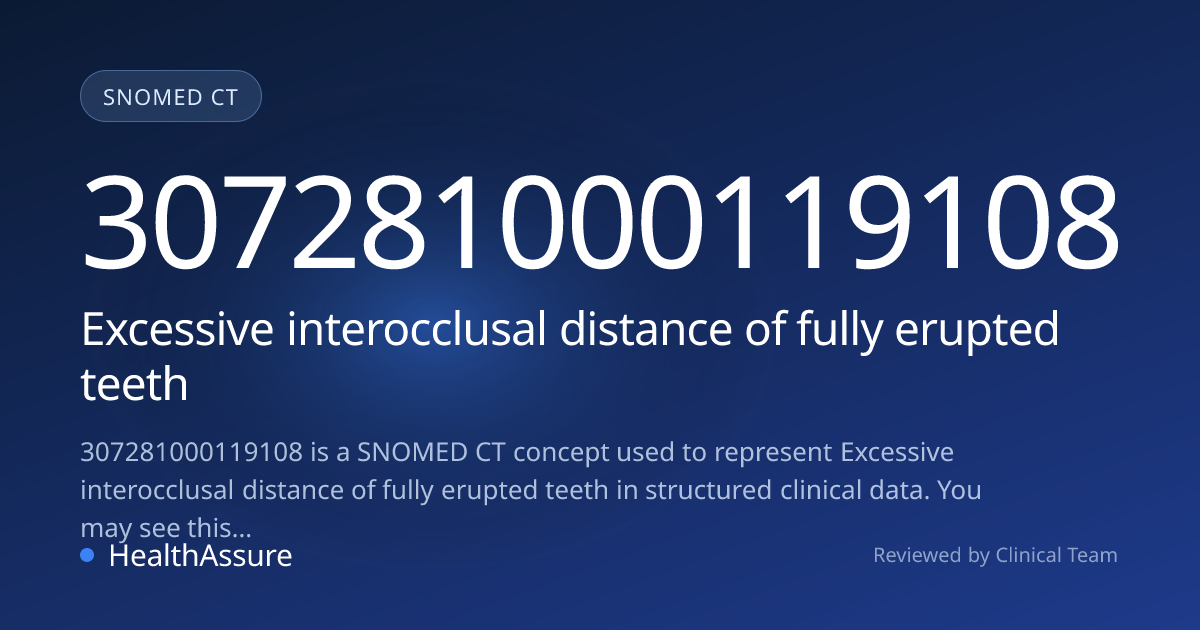 SNOMED CT 307281000119108 | Excessive interocclusal distance of fully ...