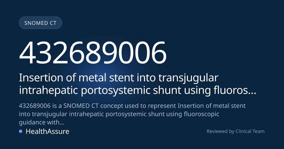 SNOMED CT 432689006 | Insertion of metal stent into transjugular ...
