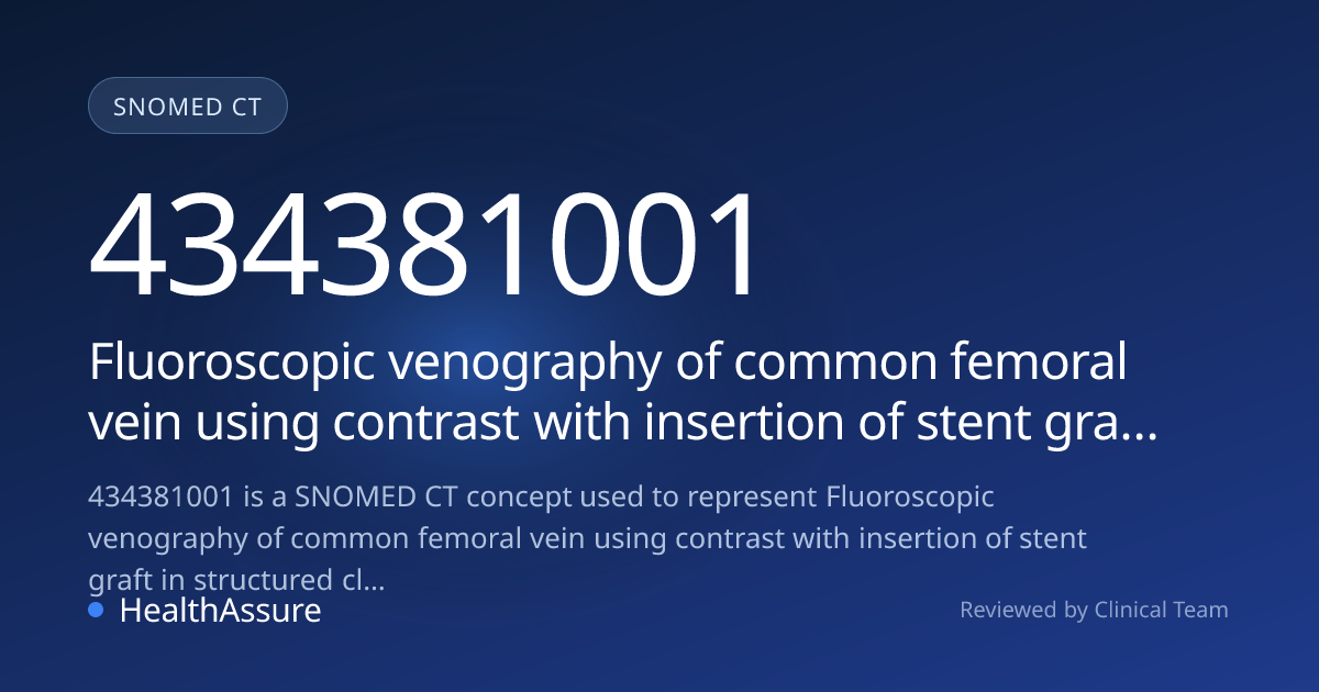 SNOMED CT 434381001 | Fluoroscopic venography of common femoral vein ...