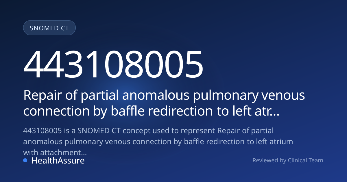 SNOMED CT 443108005 | Repair of partial anomalous pulmonary venous ...