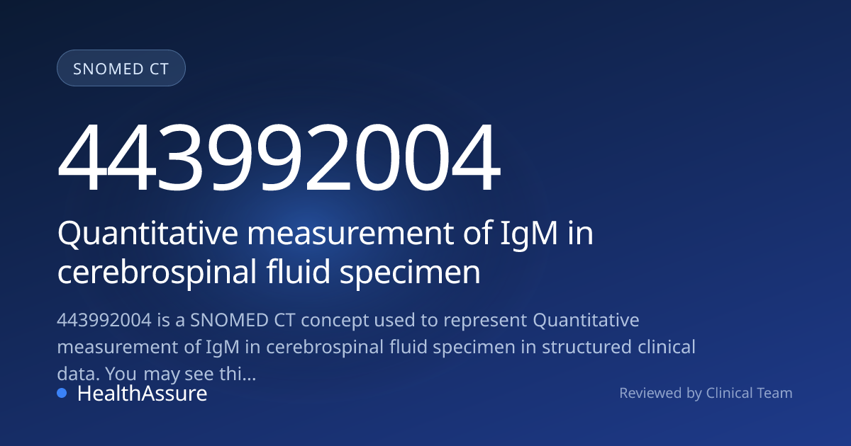 SNOMED CT 443992004 | Quantitative measurement of IgM in cerebrospinal ...