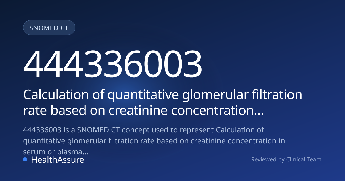 SNOMED CT 444336003 | Calculation of quantitative glomerular filtration ...