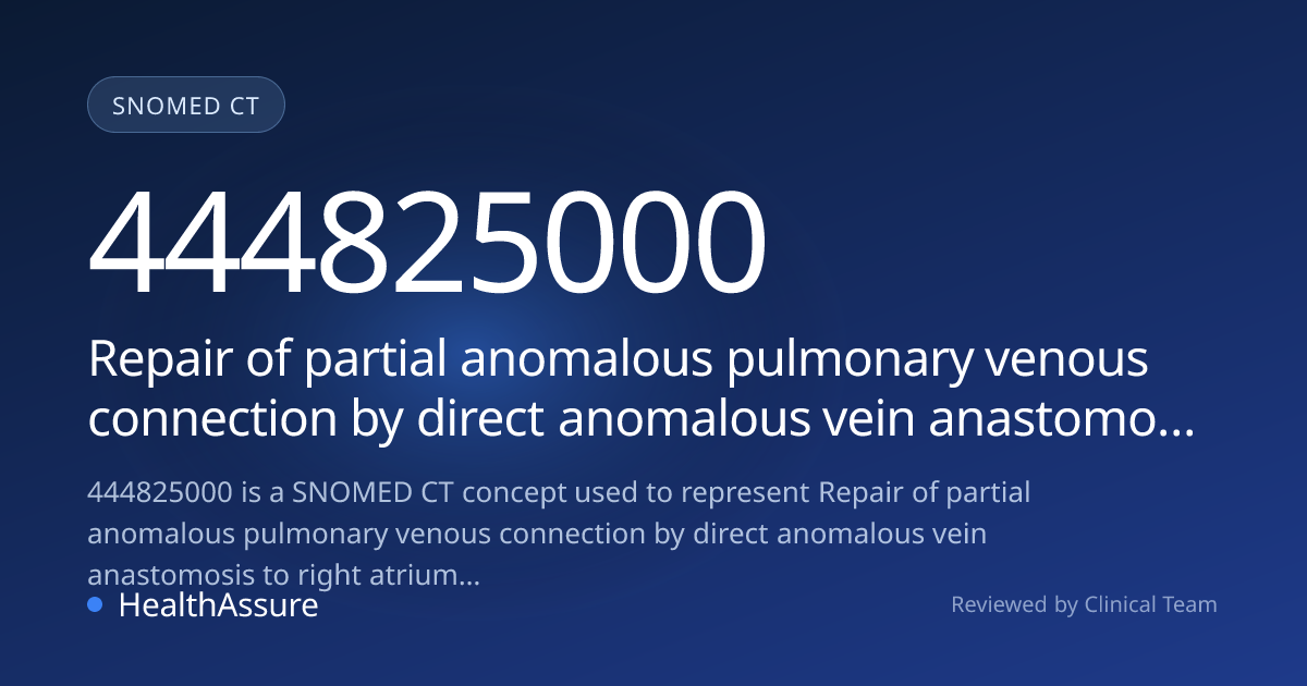 SNOMED CT 444825000 | Repair of partial anomalous pulmonary venous ...