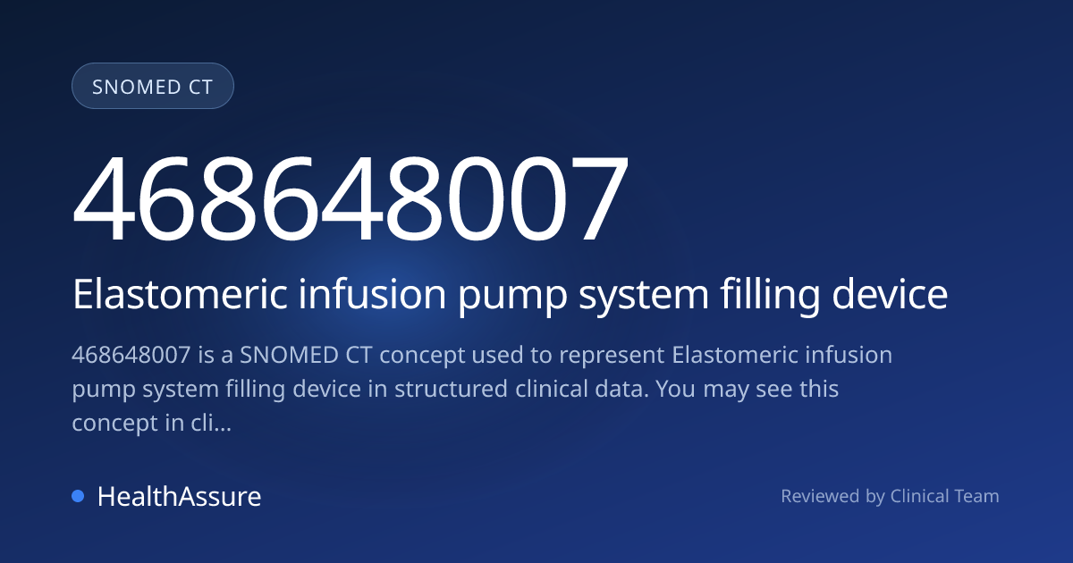 SNOMED CT 468648007 | Elastomeric infusion pump system filling device ...