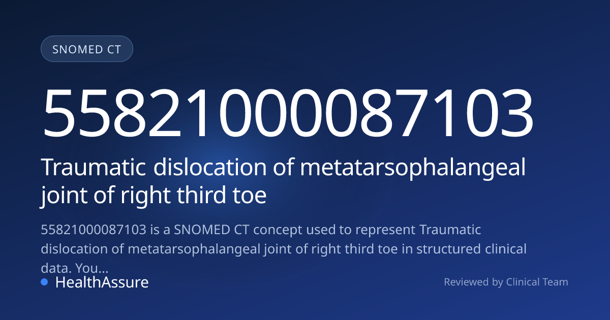 SNOMED CT 55821000087103 | Traumatic dislocation of metatarsophalangeal ...
