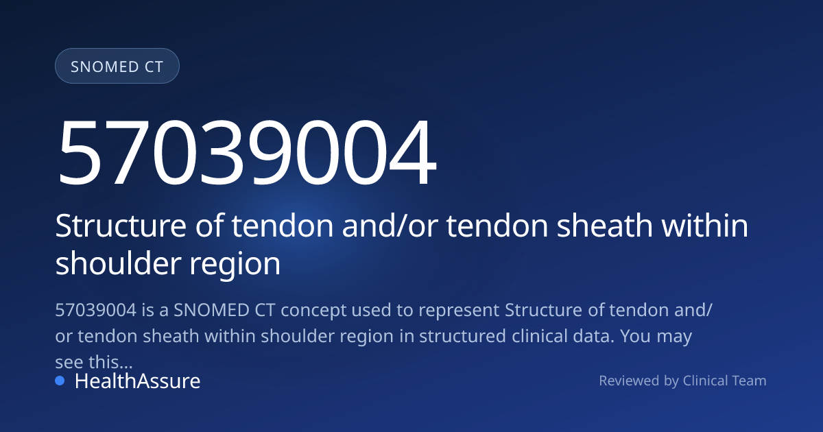 SNOMED CT 57039004 | Structure of tendon and/or tendon sheath within ...