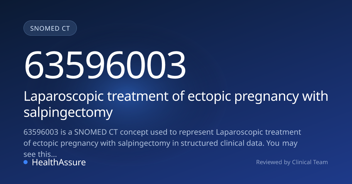 SNOMED CT 63596003 | Laparoscopic treatment of ectopic pregnancy with ...