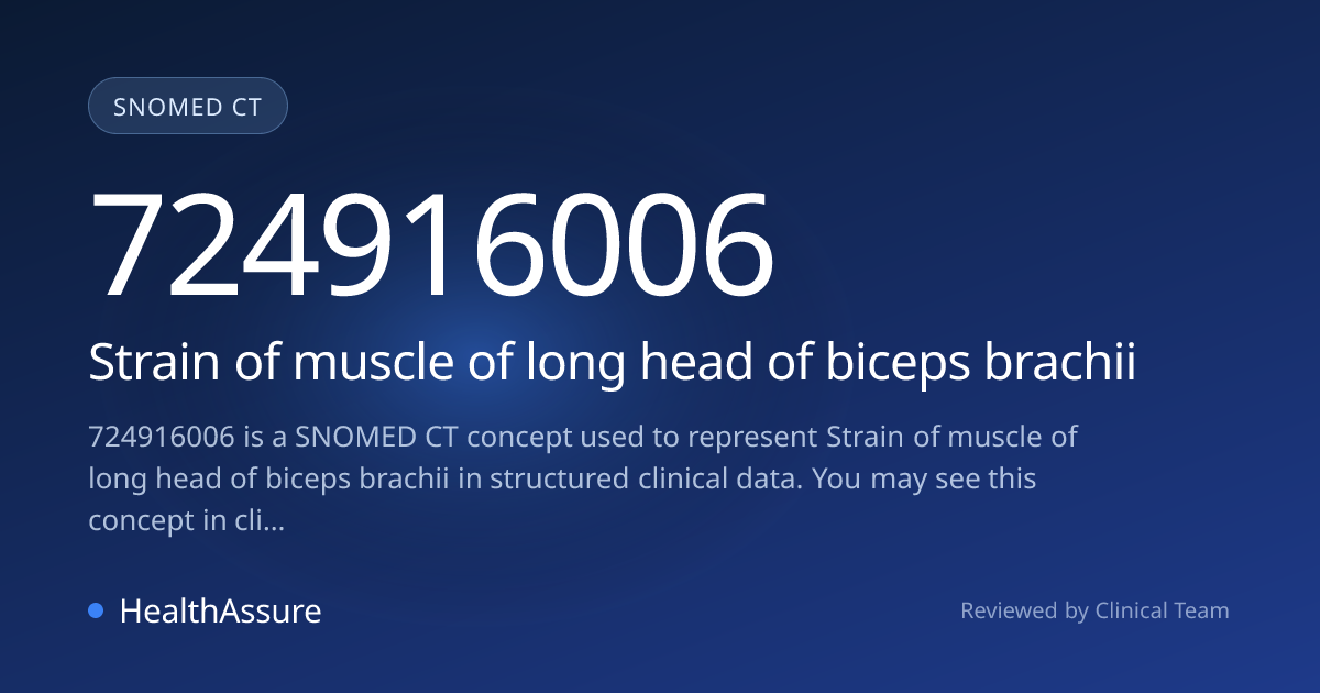 SNOMED CT 724916006 | Strain of muscle of long head of biceps brachii ...