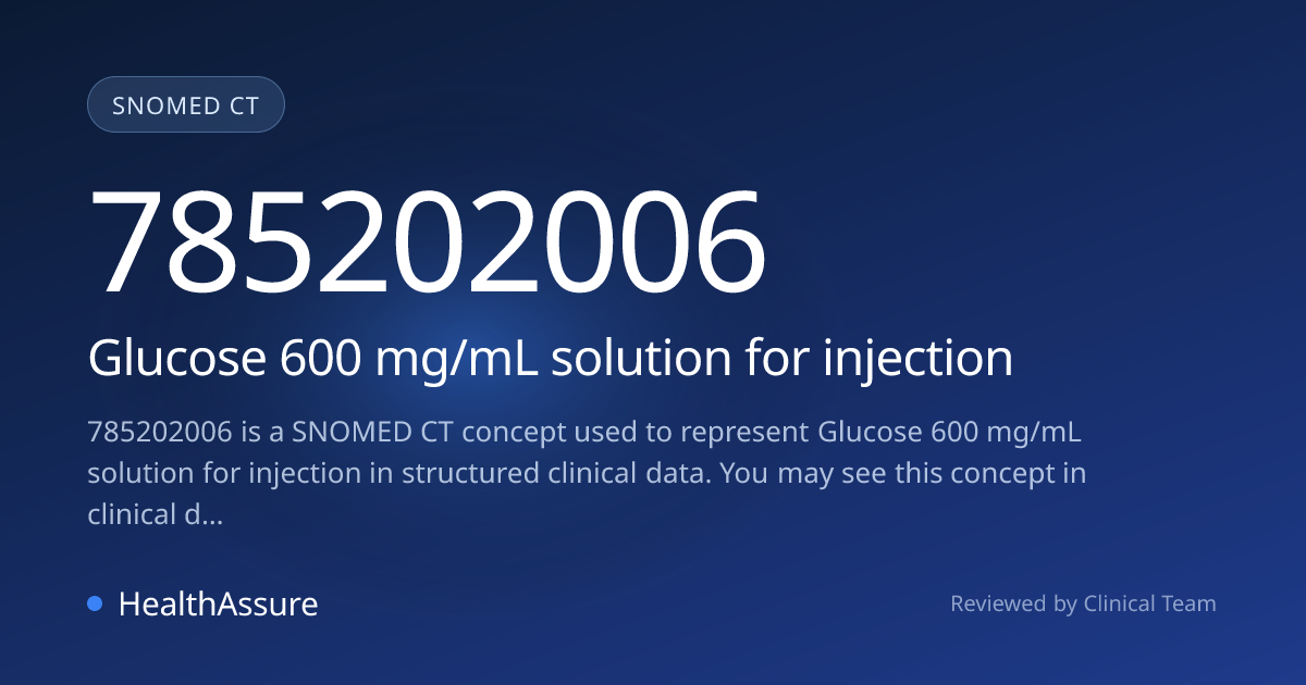 SNOMED CT 785202006 | Glucose 600 mg/mL solution for injection ...