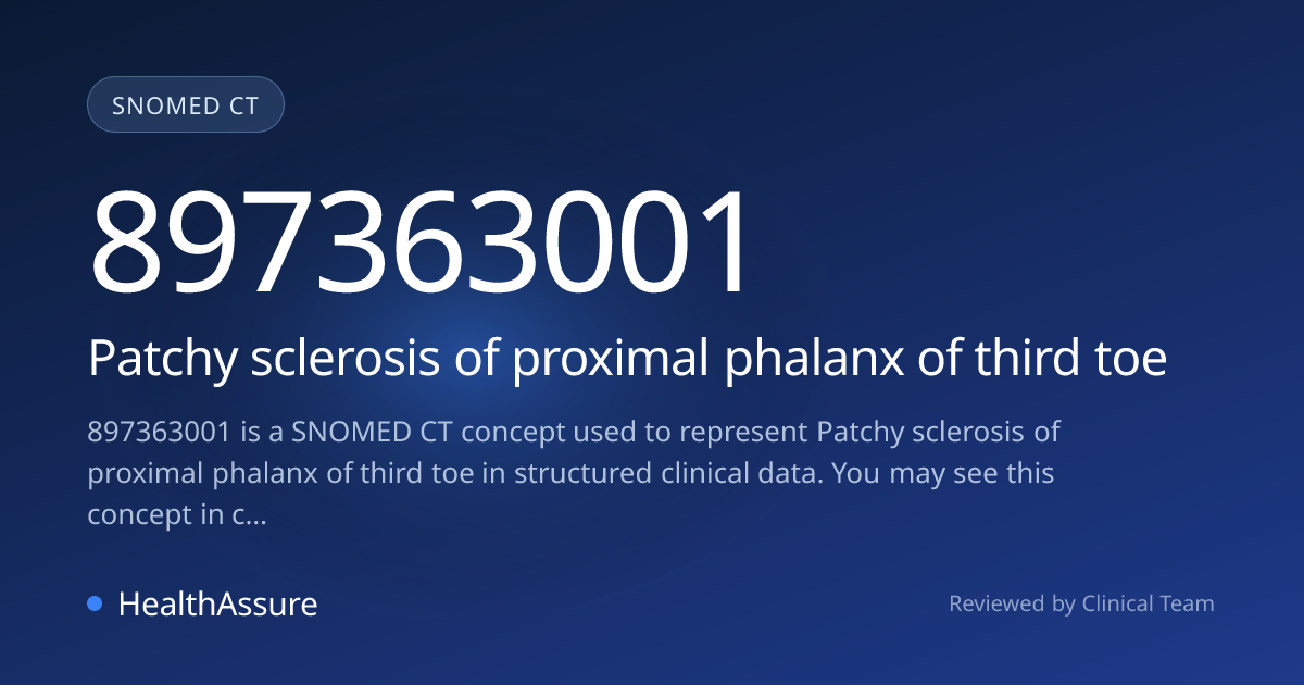 SNOMED CT 897363001 | Patchy sclerosis of proximal phalanx of third toe ...